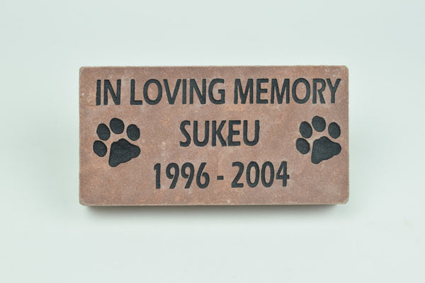 Pet Memorial Grave Marker Headstone Sandblast Deep Engraved  Red Stone  ILM 4x8    - GR2CH3052