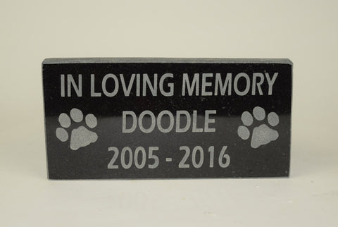 Granite Pet Memorial IN LOVING MEMORY with Name and Years 6 inches x 12 Inches