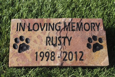 Pet Memorial Grave Marker Headstone Sandblast Deep Engraved  Red Stone  ILM 4x8    - GR2CH3052