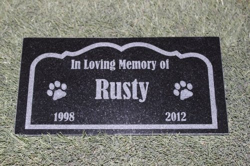 Personalized Pet Memorial Headstone Grave Marker Sandblast Engraved Granite Garden Stepping Stone 6" x 12"    GR2GJ3050