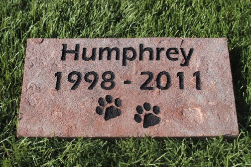 Personalized Pet Memorial Grave Marker Headstone Sandblast Engraved Red Garden Stone Dog Cat NDP 4" x 8"    -GR2CH3051