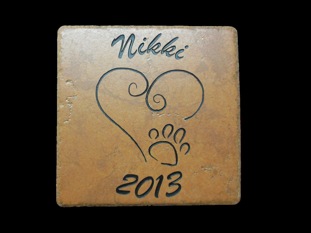 Personalized Pet Memorial Grave Marker Headstone Sandblast Engraved Garden Tile Dog Cat HPD 6" x 6"     -HUV4ZD3DHN