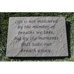 Inspirational Garden Stepping Stone Engraved Natural Stone 12" x 10" Decorative Inspirational Plaque "Moments that take our breath away"