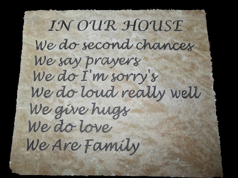 Stepping Stone Garden Sandblast Engraved Natural Stone Decorative Inspirational In Our House 12" x 10"