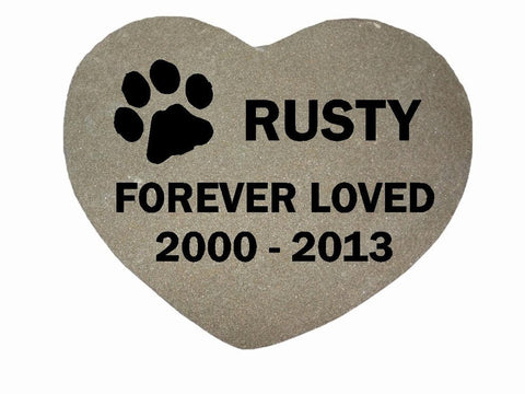 Personalized Pet Memorial Grave Marker Sandblast Engraved  Gray Sawed Heart Garden Stone Forever Loved 8" x 8"    GR3BCHSS5003