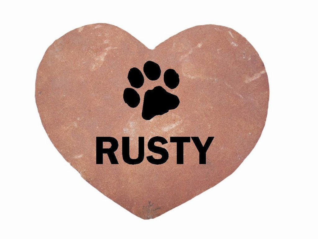 Red Stone Heart with Pet name and Heart 8 Inches x 8 Inches