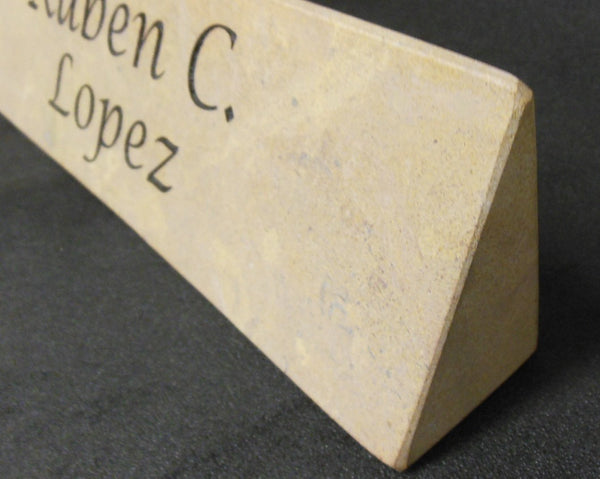 Desk Nameplate Shelf Decor Engraved Front and Back Natural Stone
