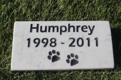 Marble Pet Memorial with Pet Name and Years  4 inches x 8 Inches