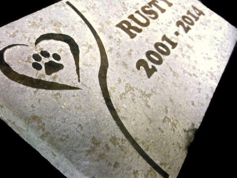 Personalized Pet Memorial Reverse Sandblast Engraved Granite Headstone Grave Marker 5" x 8" Garden Stepping Stone  Dog Cat    NS