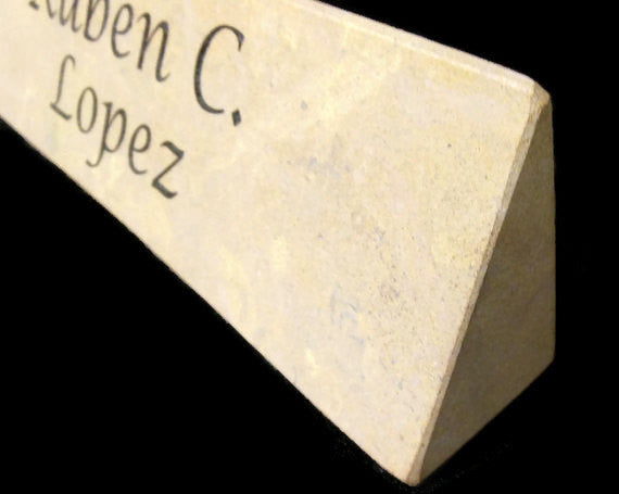 Desk Nameplate Engraved Front and Back Natural Stone