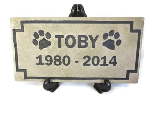 Personalized Pet Memorial Sandblast Engraved Gray Headstone Grave Marker Garden Stepping Stone Dog Cat 6" x 12"   NS