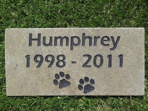Sandblast Engraved Gray Stone Personalized Grave Marker Garden Stepping Stone Pet Memorial 4" x 8" Dog Cat NDP    GR2GH3051