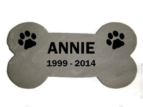 Personalized Pet Memorial Garden Stepping Stone Sandblast Engraved Natural Stone Grave Marker 6" x 12" Dog Bone    NS