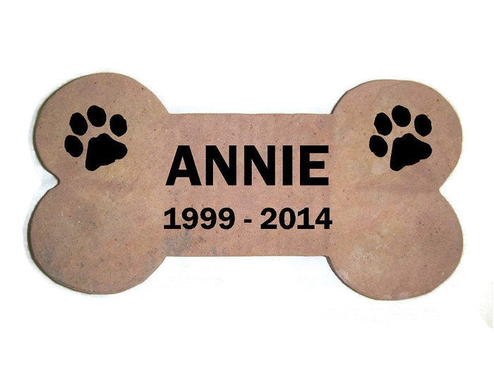 Personalized Pet Memorial Headstone Grave Marker Red Stone Garden Stepping Stone 6" x 12" Dog Bone    NS