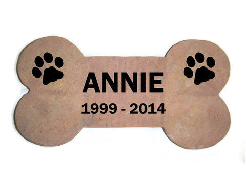 Personalized Pet Memorial Headstone Grave Marker Red Stone Garden Stepping Stone 6" x 12" Dog Bone    NS