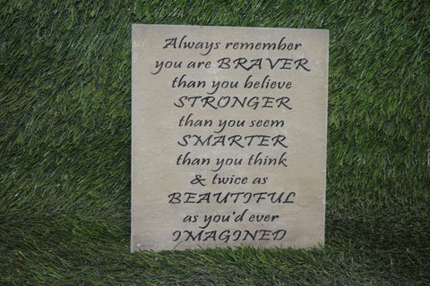 Inspirational Garden Stepping Stone Sandblast Engraved Natural Stone Decorative Inspirational "Always Remember" 10" x 8"