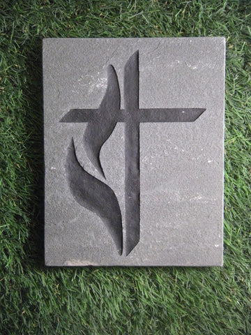 Inspirational Methodist Cross Garden Stepping Sandblast Engraved Natural Stone Decorative 10" x 8"