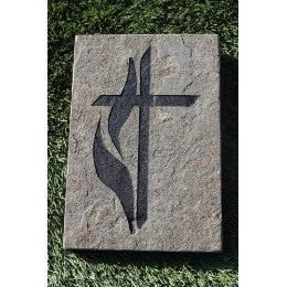 Inspirational Garden Stepping Sandblast Engraved Natural Stone Methodist Cross Decorative 10" x 8"